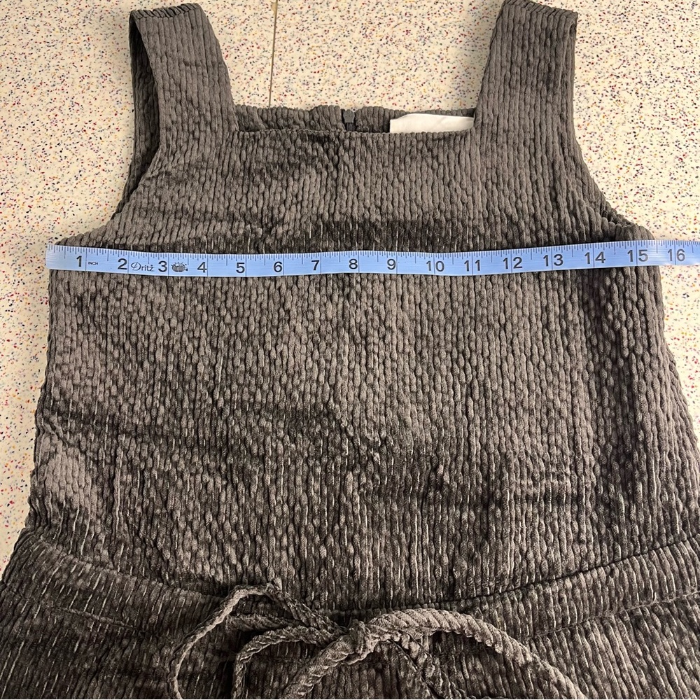 Missing You Already Corduroy Square Neck Jumpsuit Charcoal Gray Women’s Size S - Picture 9 of 12